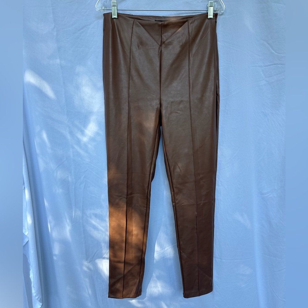 Shinestar Light Brown Faux Leather Pants